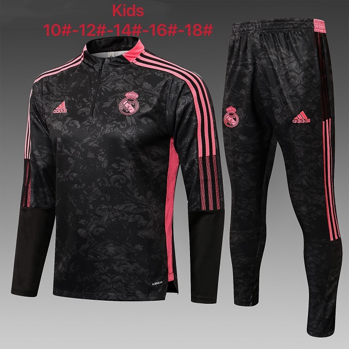 Kids Real Madrid 21/22 Trackusit - Black/Pink